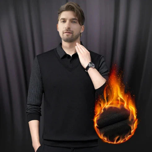 Erkek Sahte İki Parçalı Örme Gömlek