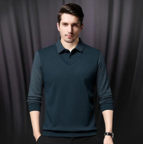 Erkek Sahte İki Parçalı Örme Gömlek