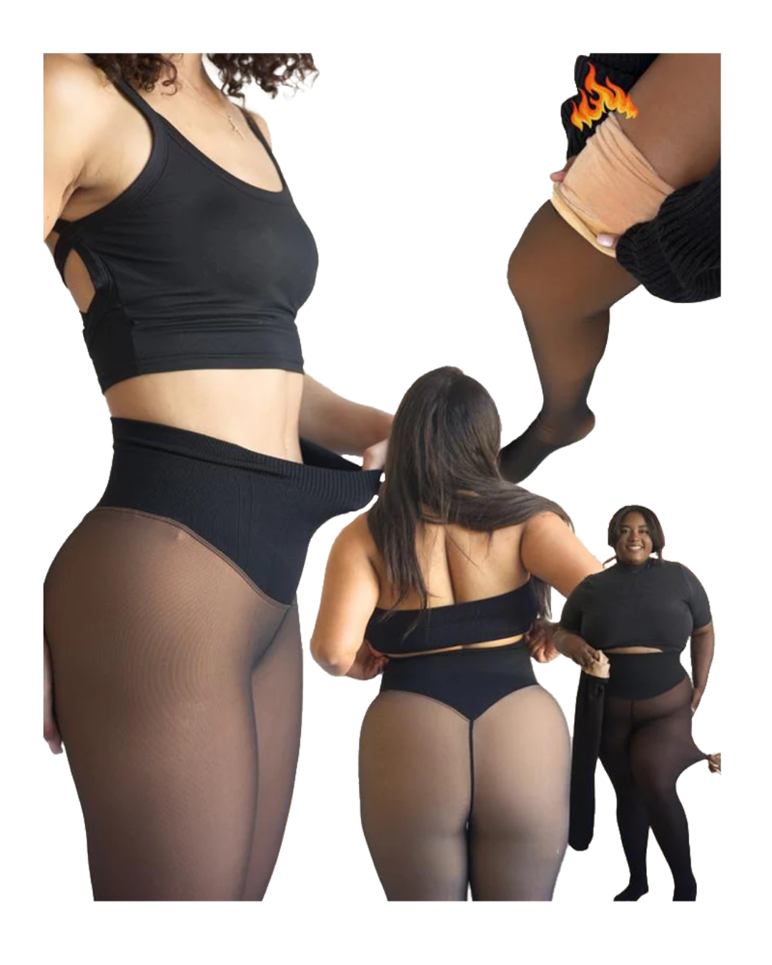 Çıplak Bacak Görünümlü Polar Astarlı Tayt