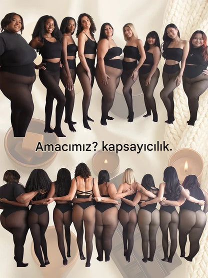 Çıplak Bacak Görünümlü Polar Astarlı Tayt