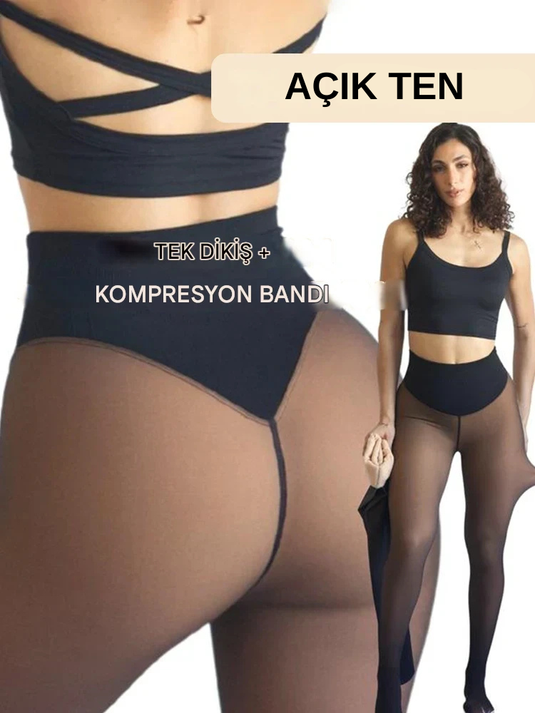 Çıplak Bacak Görünümlü Polar Astarlı Tayt