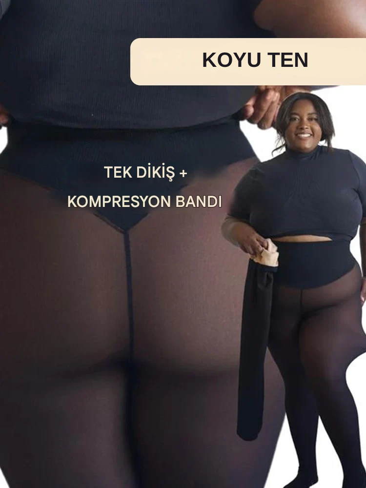 Çıplak Bacak Görünümlü Polar Astarlı Tayt