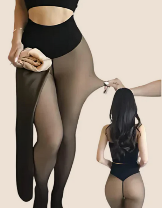 Çıplak Bacak Görünümlü Polar Astarlı Tayt