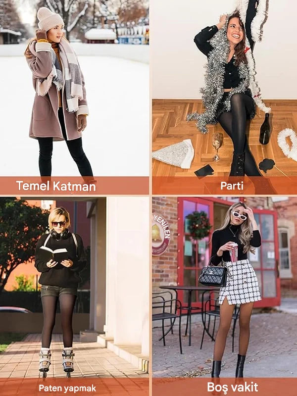 Çıplak Bacak Görünümlü Polar Astarlı Tayt